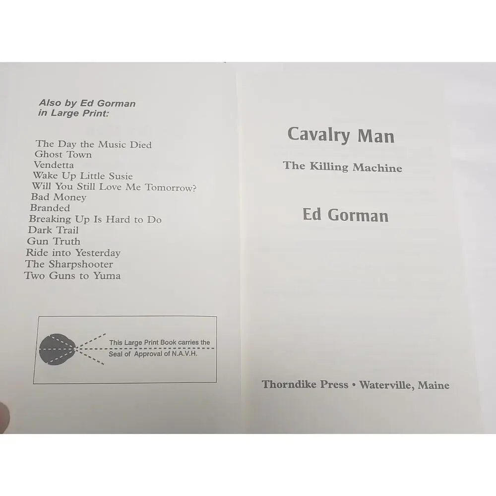 Cavalry Man The Killing Machine Ed Gorman Award Winning Author LARGE PRINT Book